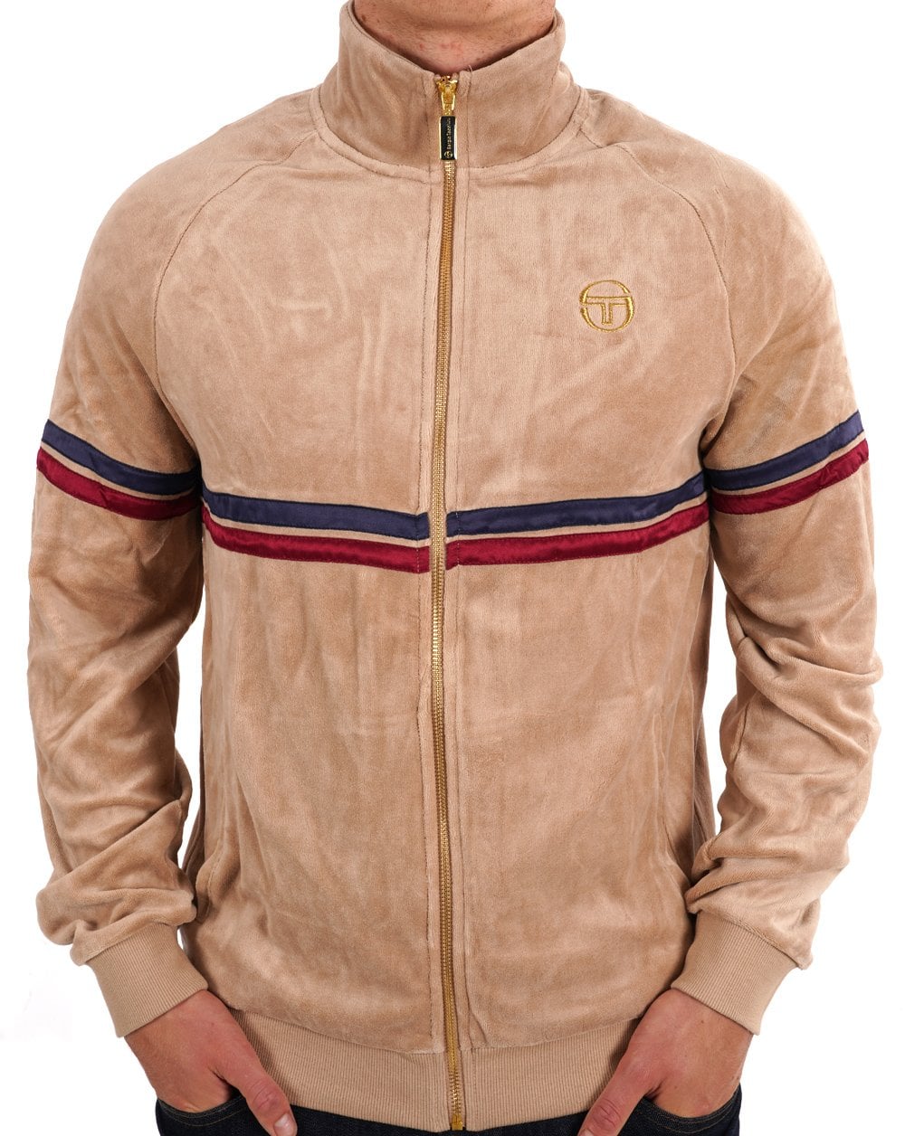 Sergio Tacchini Dallas Luxe Velour Track Top Stone