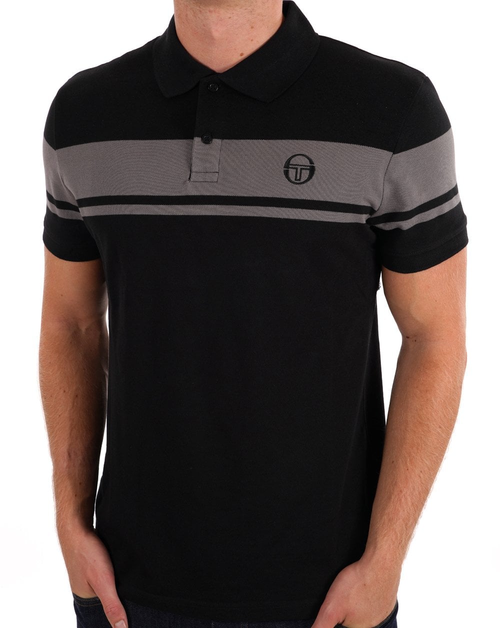Sergio Tacchini Young Line Polo Shirt Black - Grey