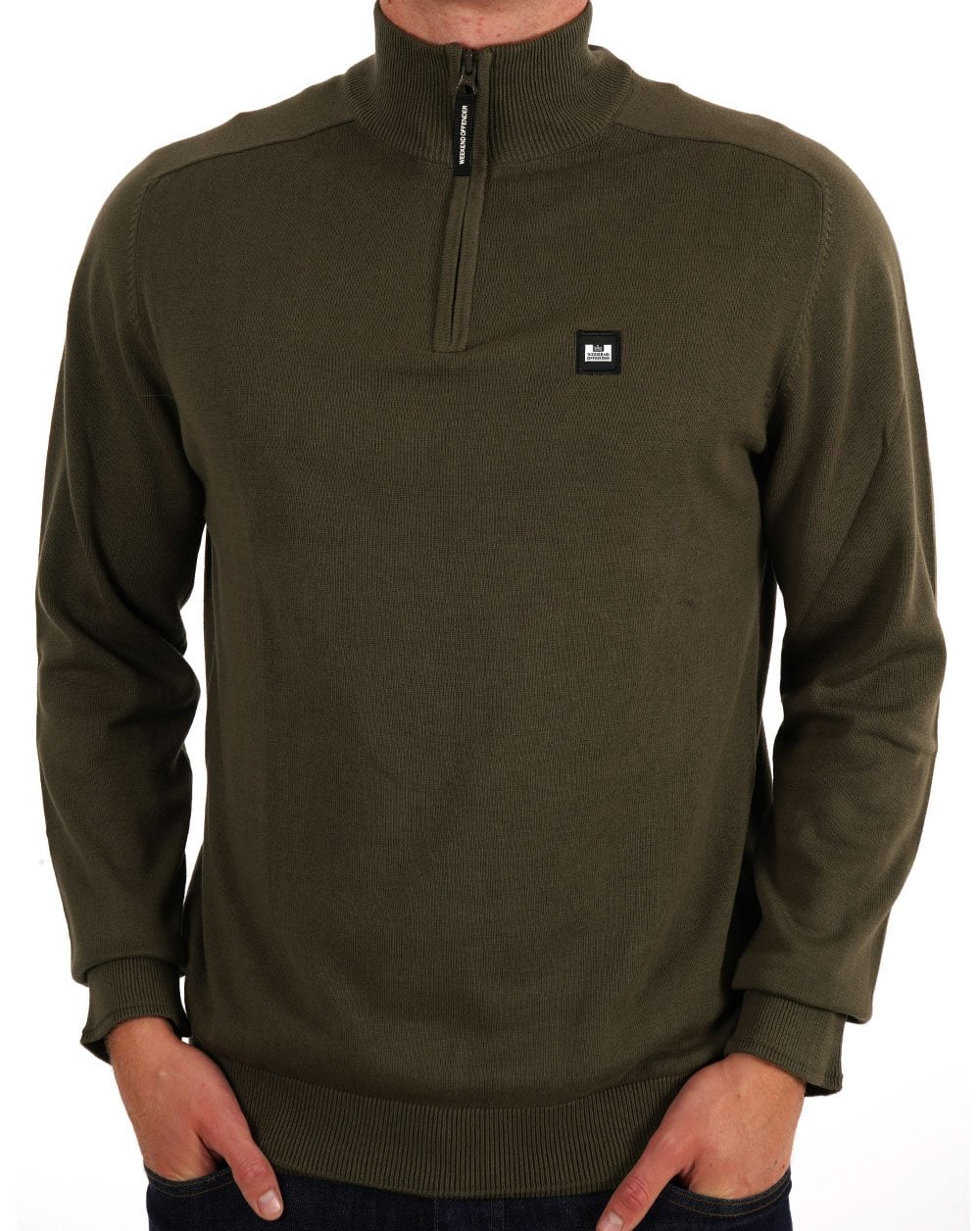 Weekend Offender Pierre 1/4 Zip Knit Khaki Green