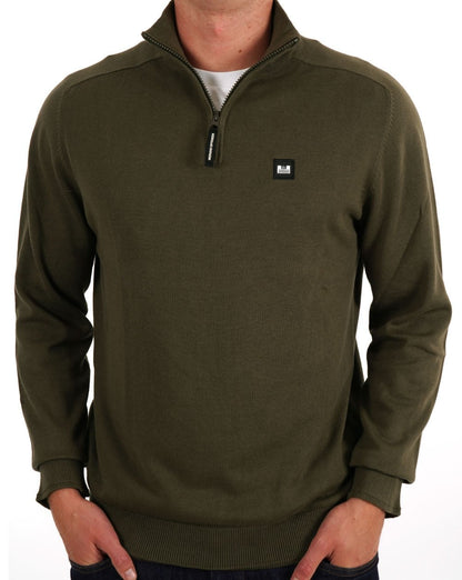 Weekend Offender Pierre 1/4 Zip Knit Khaki Green