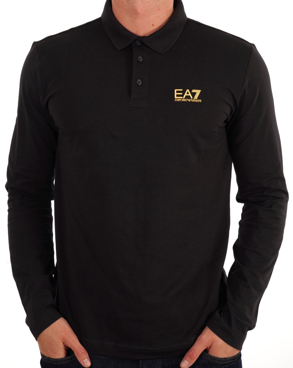 EA7 Emporio Armani LS Polo Shirt Black