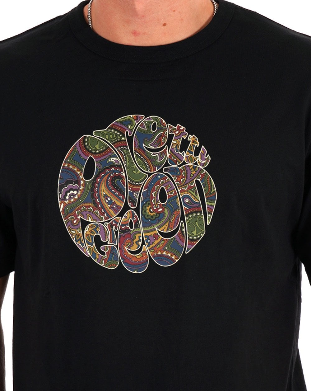 Pretty Green 15th Anniversary Paisley Logo T Shirt Black