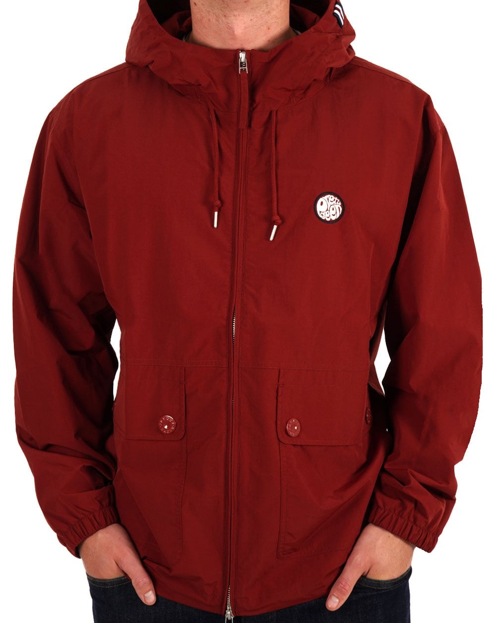 Pretty Green Live Forever Zip Up Jacket Dark Red