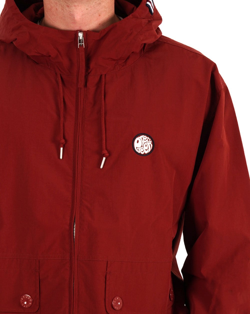 Pretty Green Live Forever Zip Up Jacket Dark Red