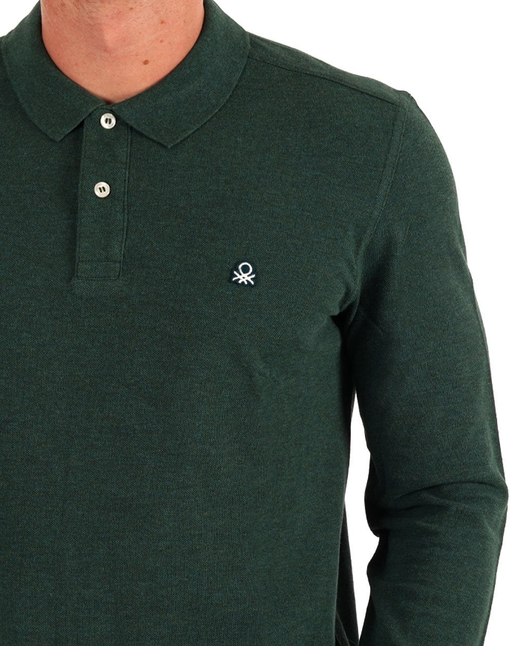 Benetton Long Sleeve Polo Shirt Green