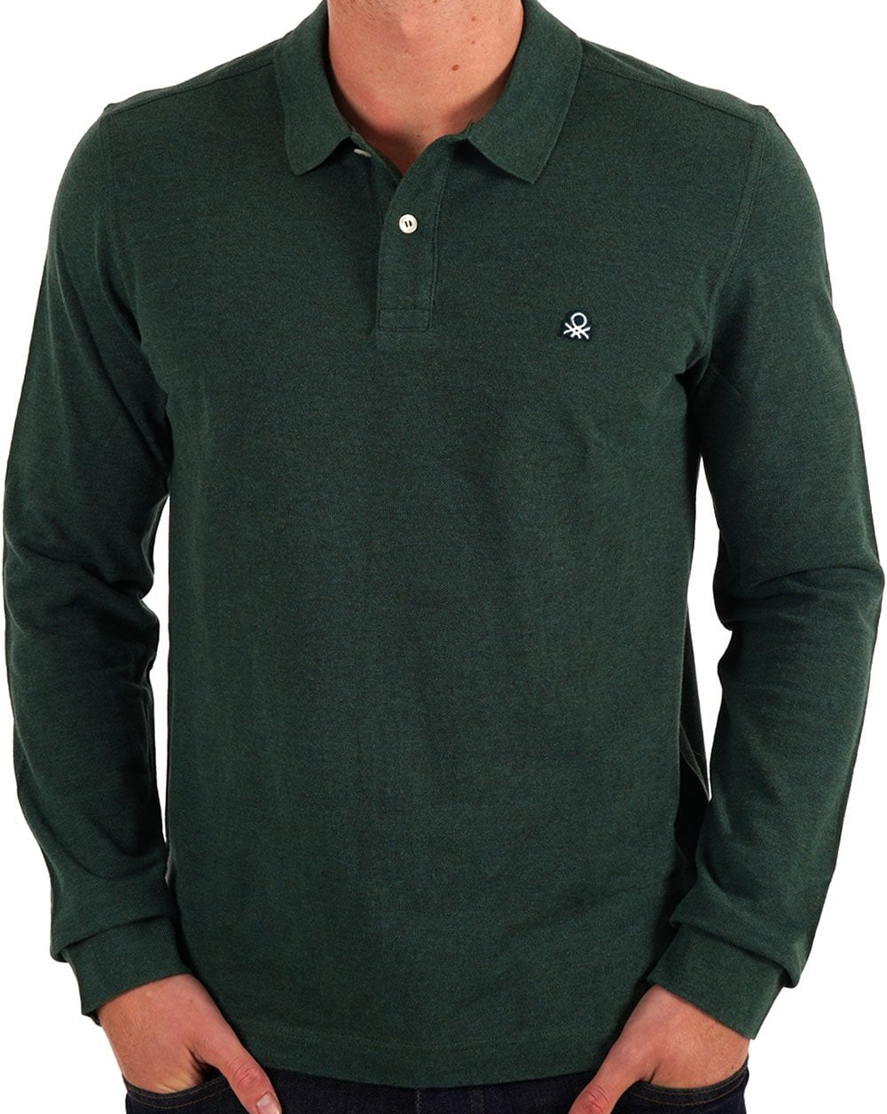 Benetton Long Sleeve Polo Shirt Green