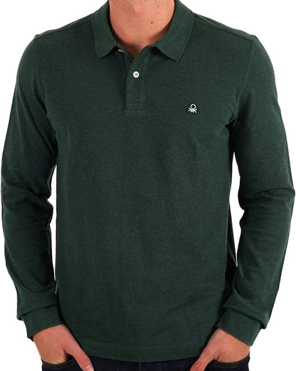 Benetton Long Sleeve Polo Shirt Green