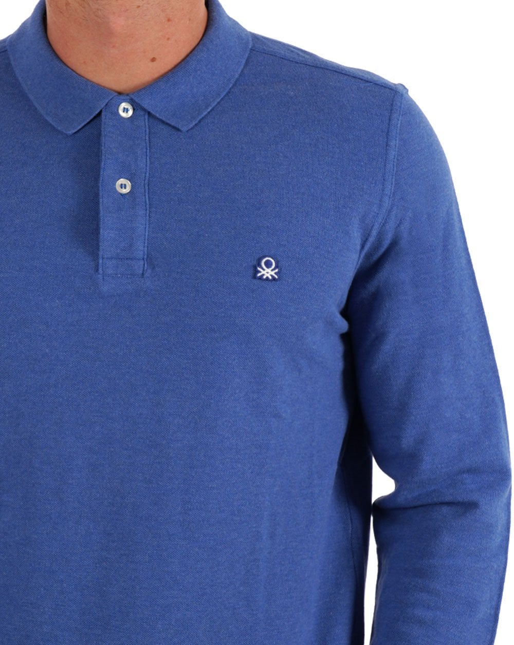 Benetton Long Sleeve Polo Shirt Blue