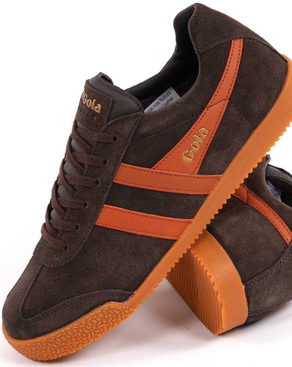 Gola Harrier Suede Trainer Dark Brown / Moody Orange