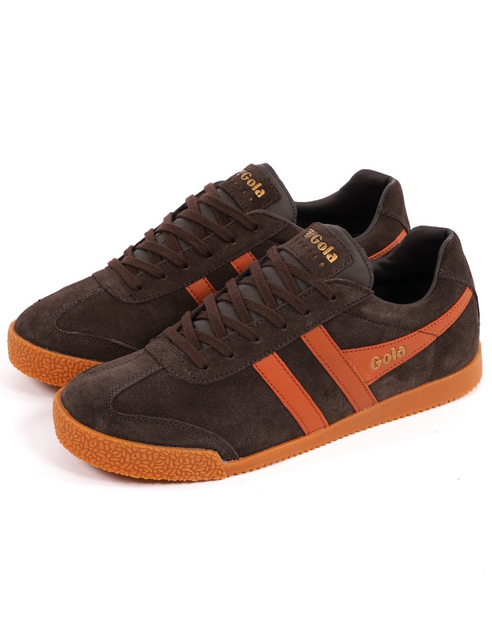 Gola Harrier Suede Trainer Dark Brown / Moody Orange