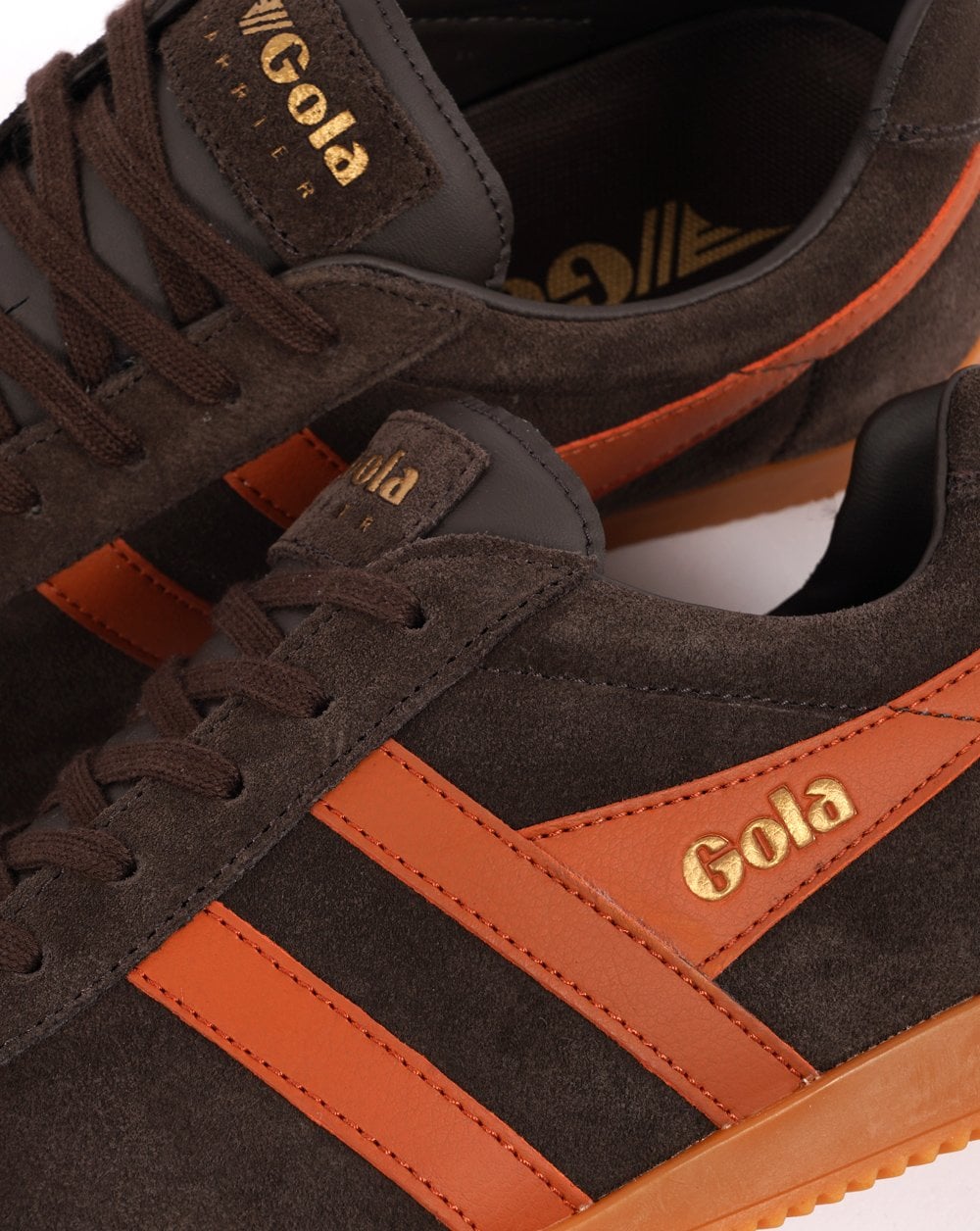 Gola Harrier Suede Trainer Dark Brown / Moody Orange