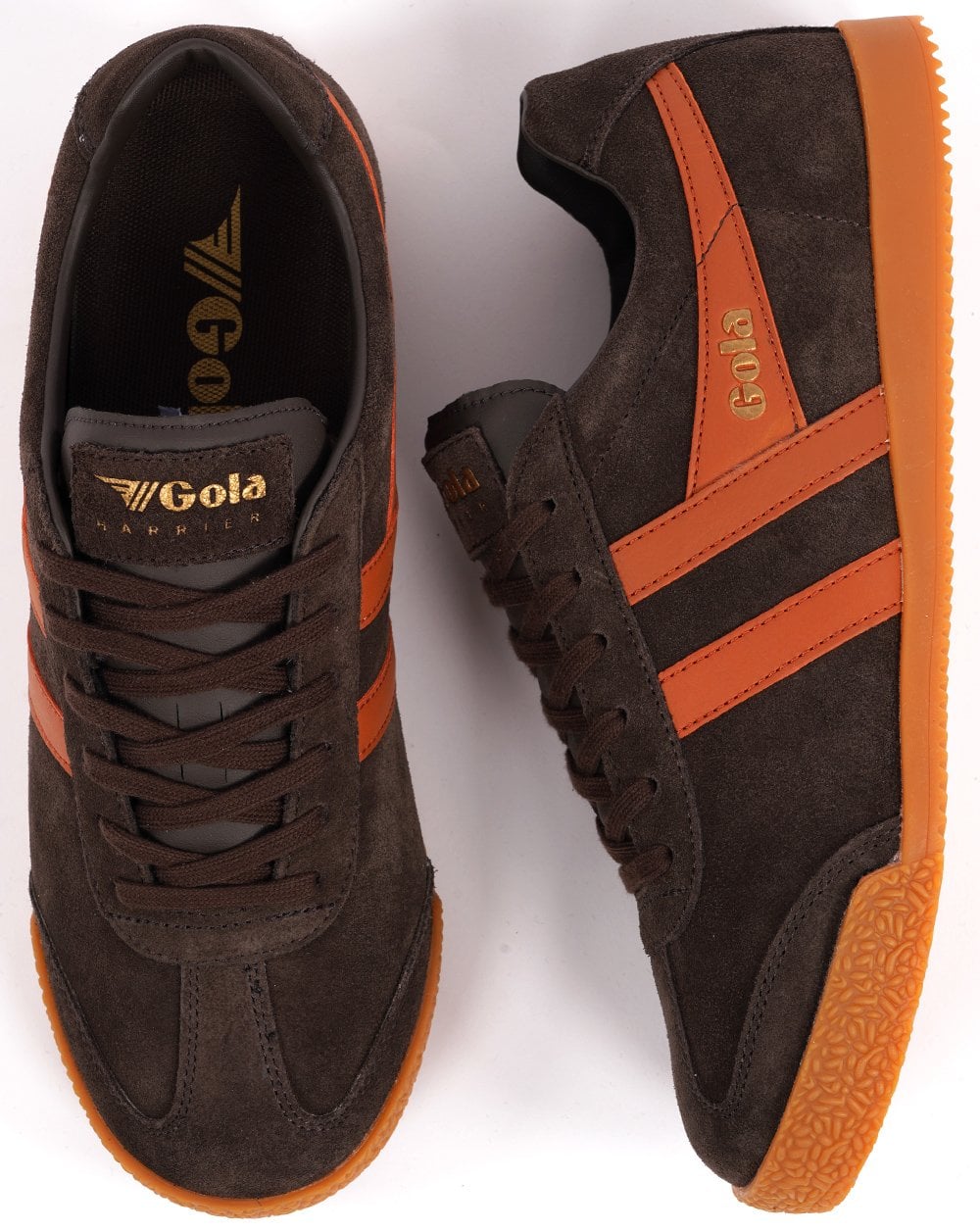 Gola Harrier Suede Trainer Dark Brown / Moody Orange