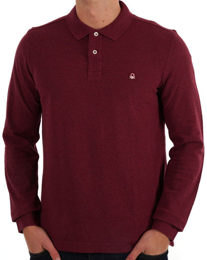 Benetton Long Sleeve Polo Burgundy