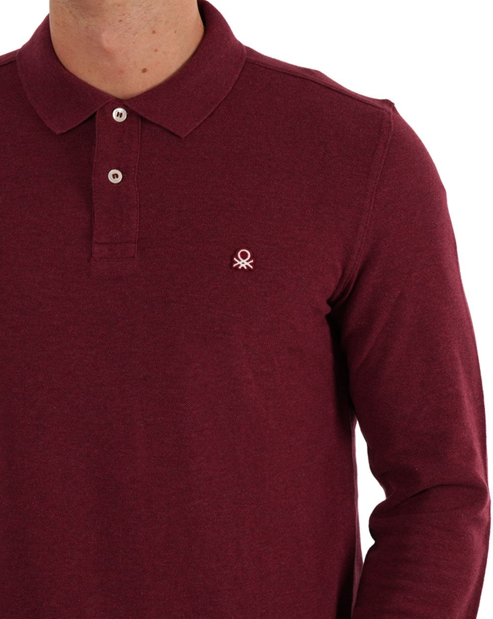 Benetton Long Sleeve Polo Burgundy