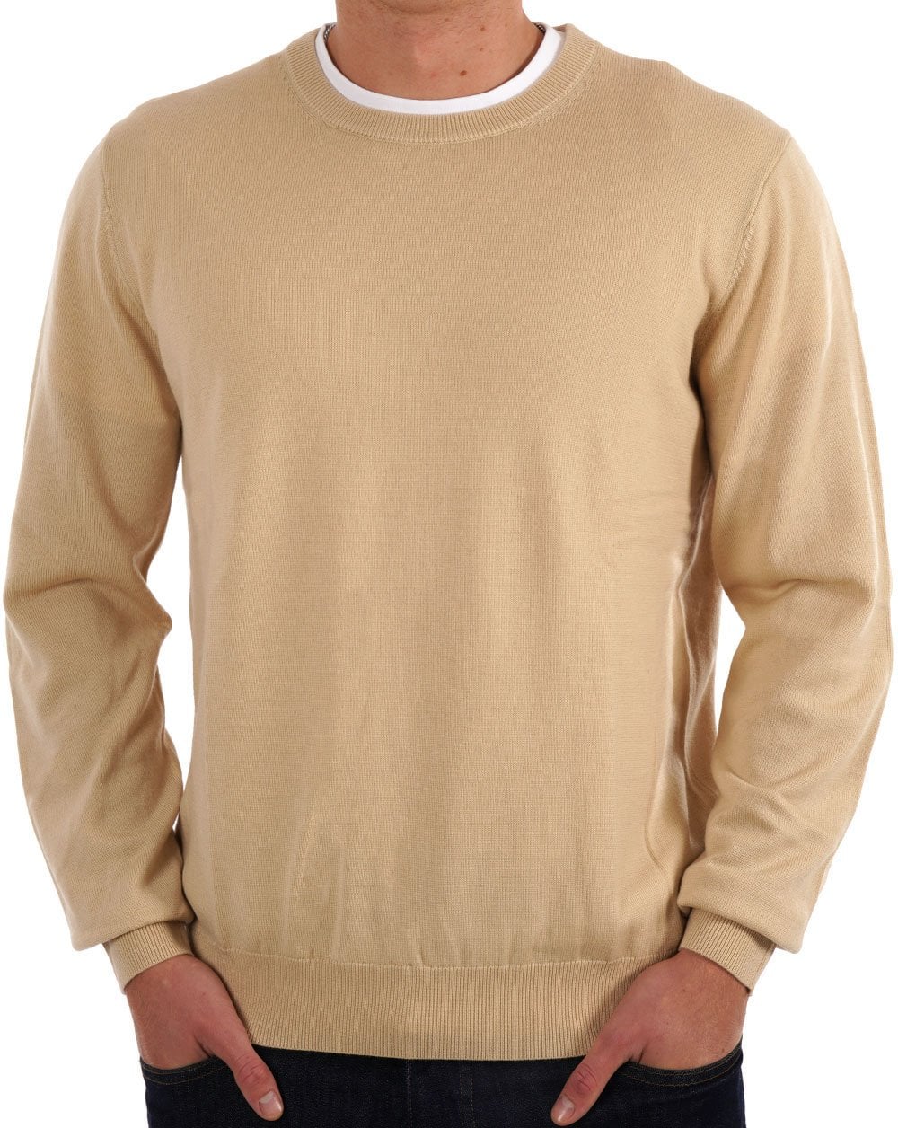 Aquascutum Club Check Elbow Knit Light Stone