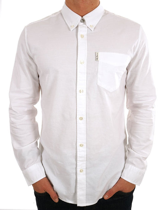 Ben Sherman Long Sleeve Oxford Shirt in White