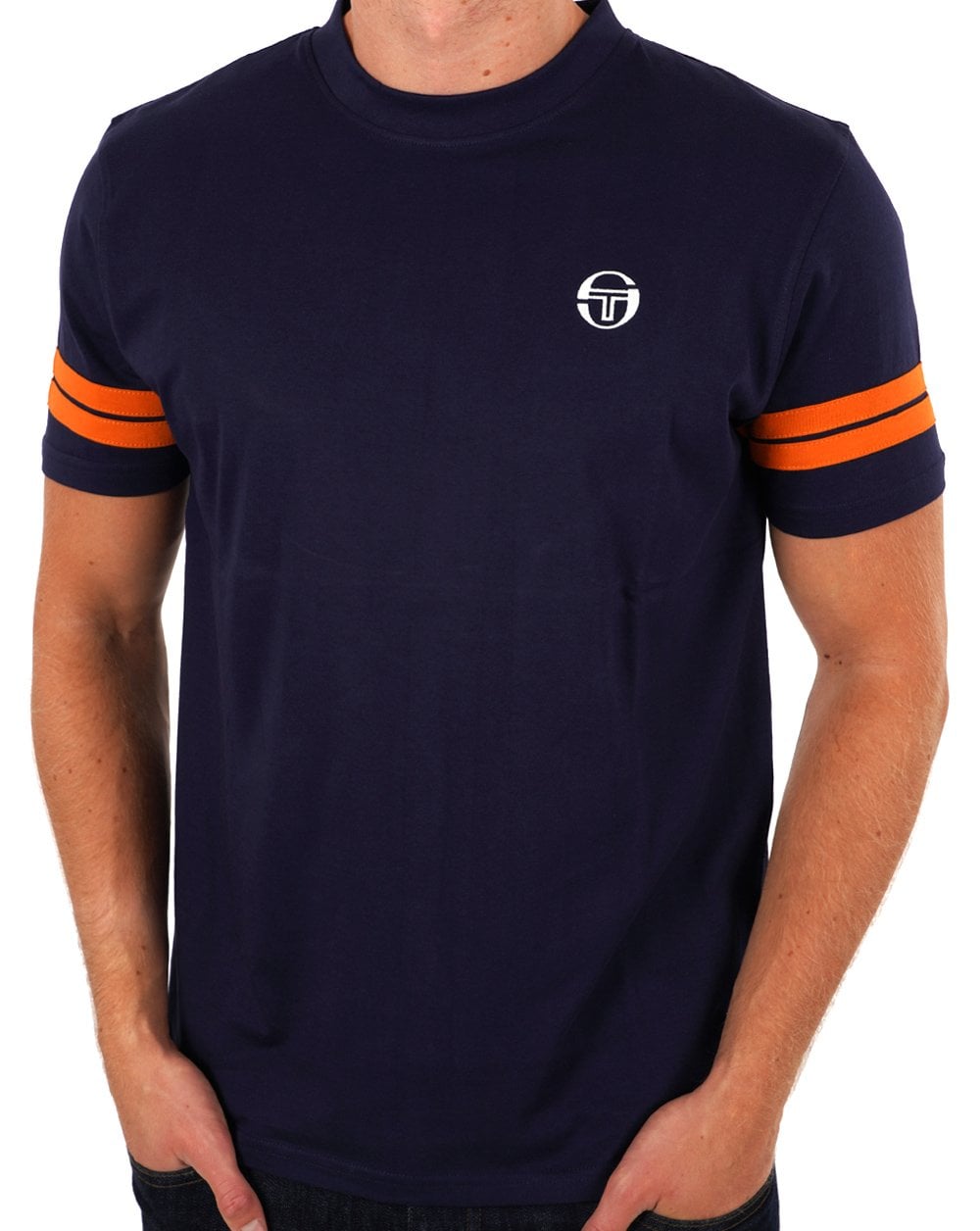 Sergio Tacchini 2 Stripe T Shirt Navy Blue