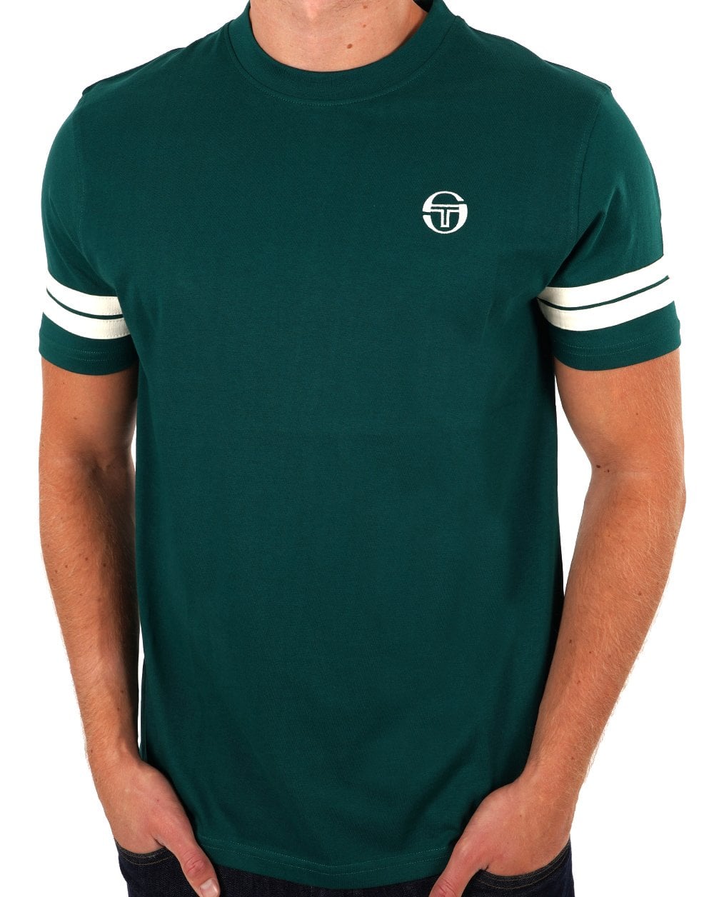 Sergio Tacchini 2 Stripe T Shirt Rainforest Green