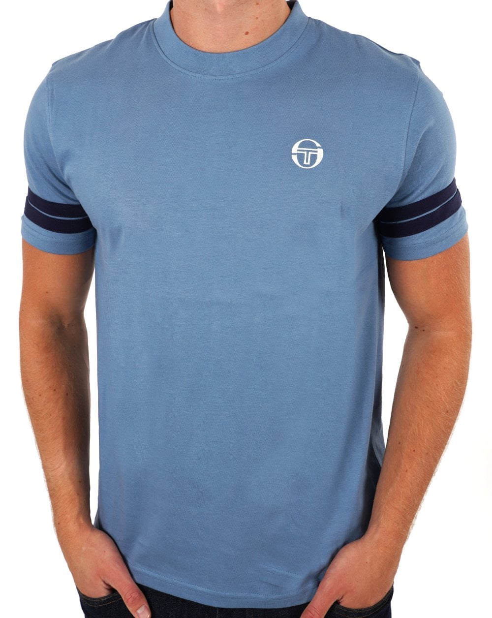 Sergio Tacchini 2 Stripe T Shirt Steel Blue