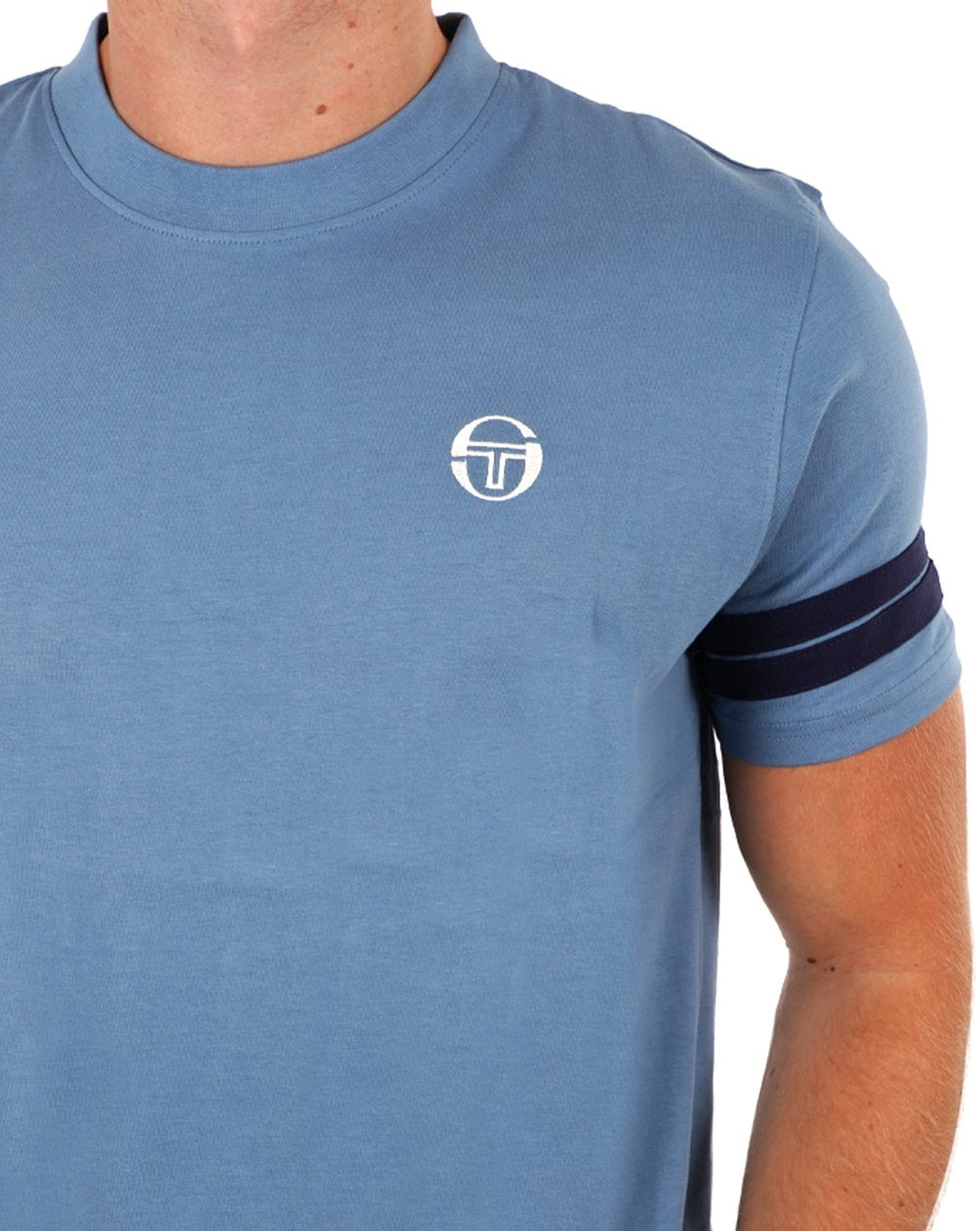 Sergio Tacchini 2 Stripe T Shirt Steel Blue