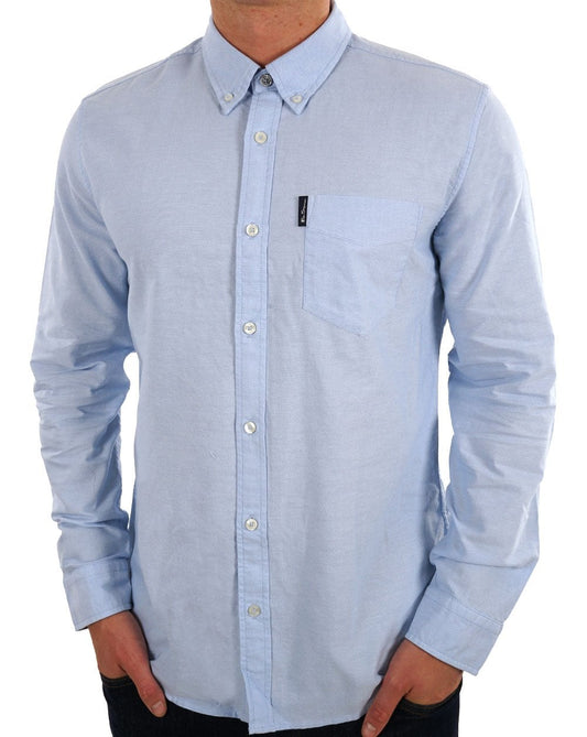 Ben Sherman Long Sleeved Oxford Shirt in Sky