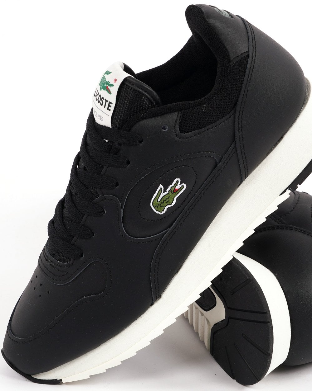 Lacoste Linetrack Leather Trainers Black/Off White