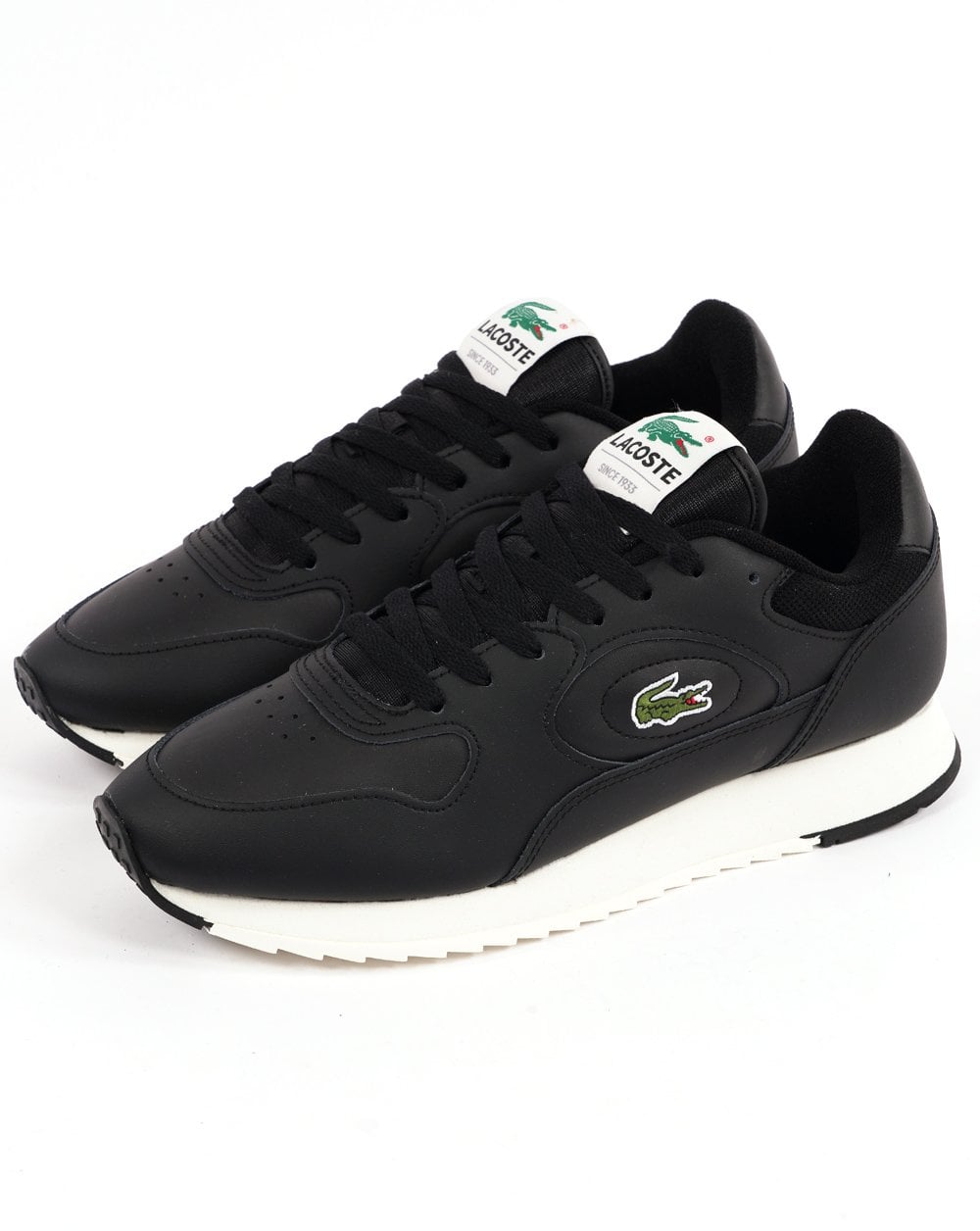 Lacoste Linetrack Leather Trainers Black/Off White