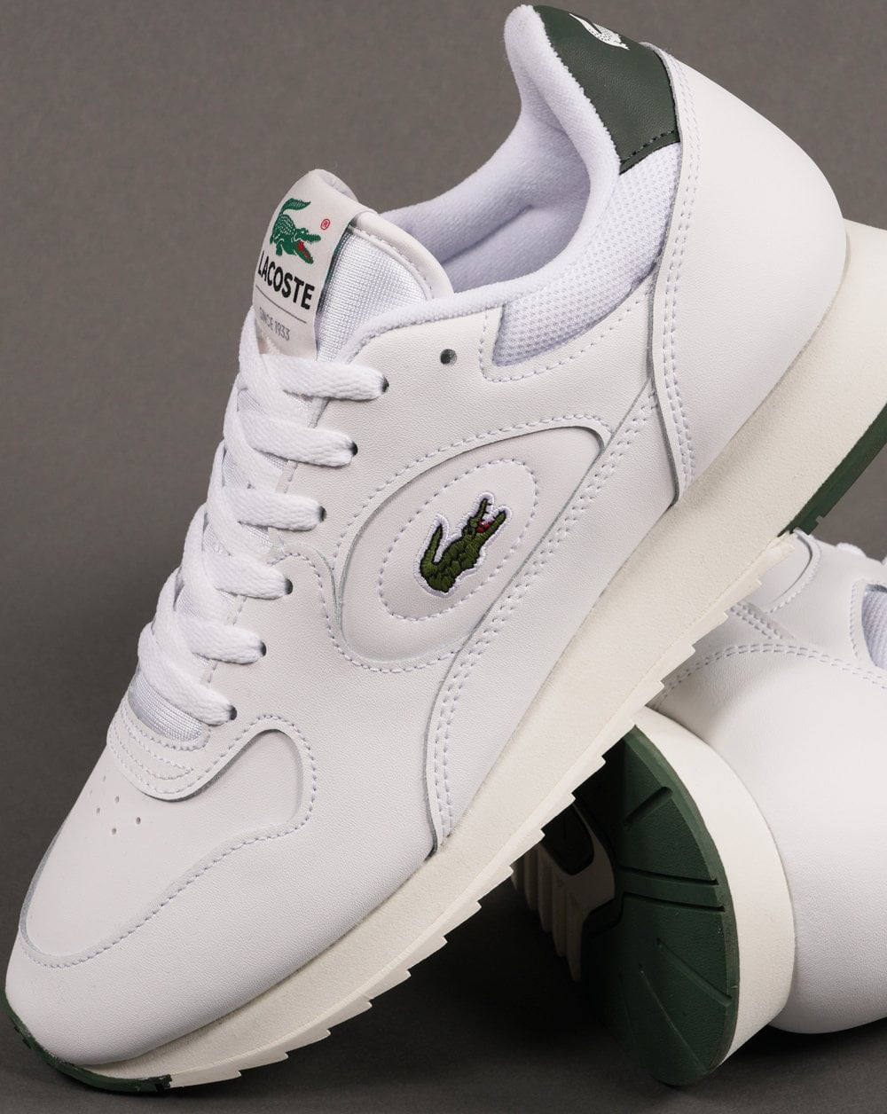Lacoste Linetrack Leather Trainer White/Green