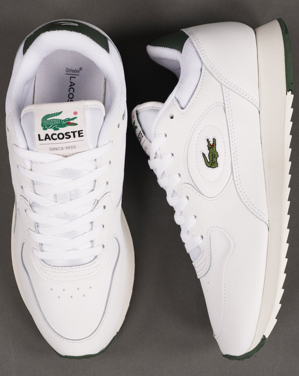 Lacoste Linetrack Leather Trainer White/Green