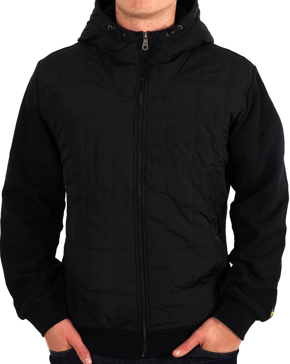 Lyle & Scott Hybrid Quilted Zip Thru Hoodie Black