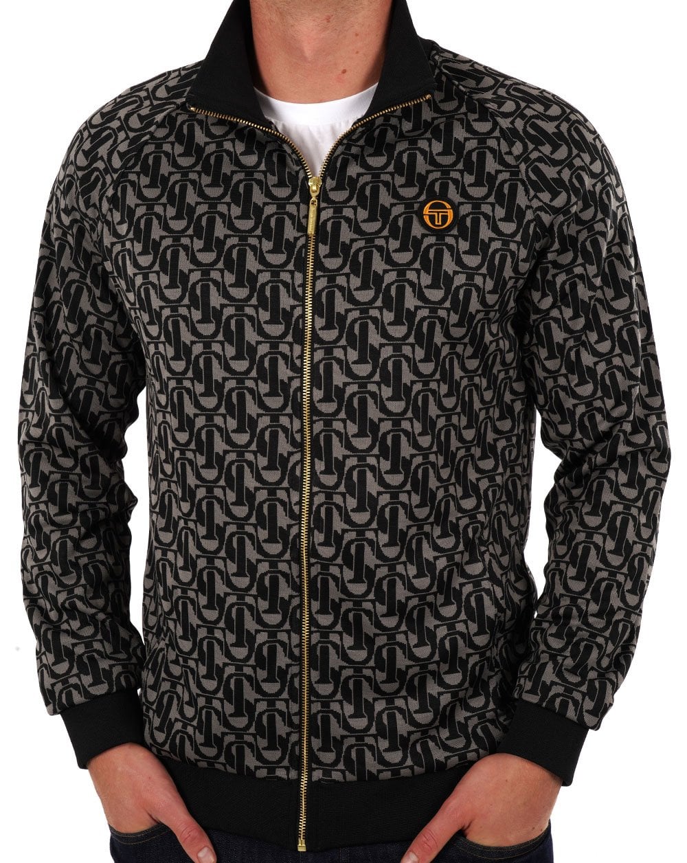 Sergio Tacchini Monogram Track Jacket Black Charcoal