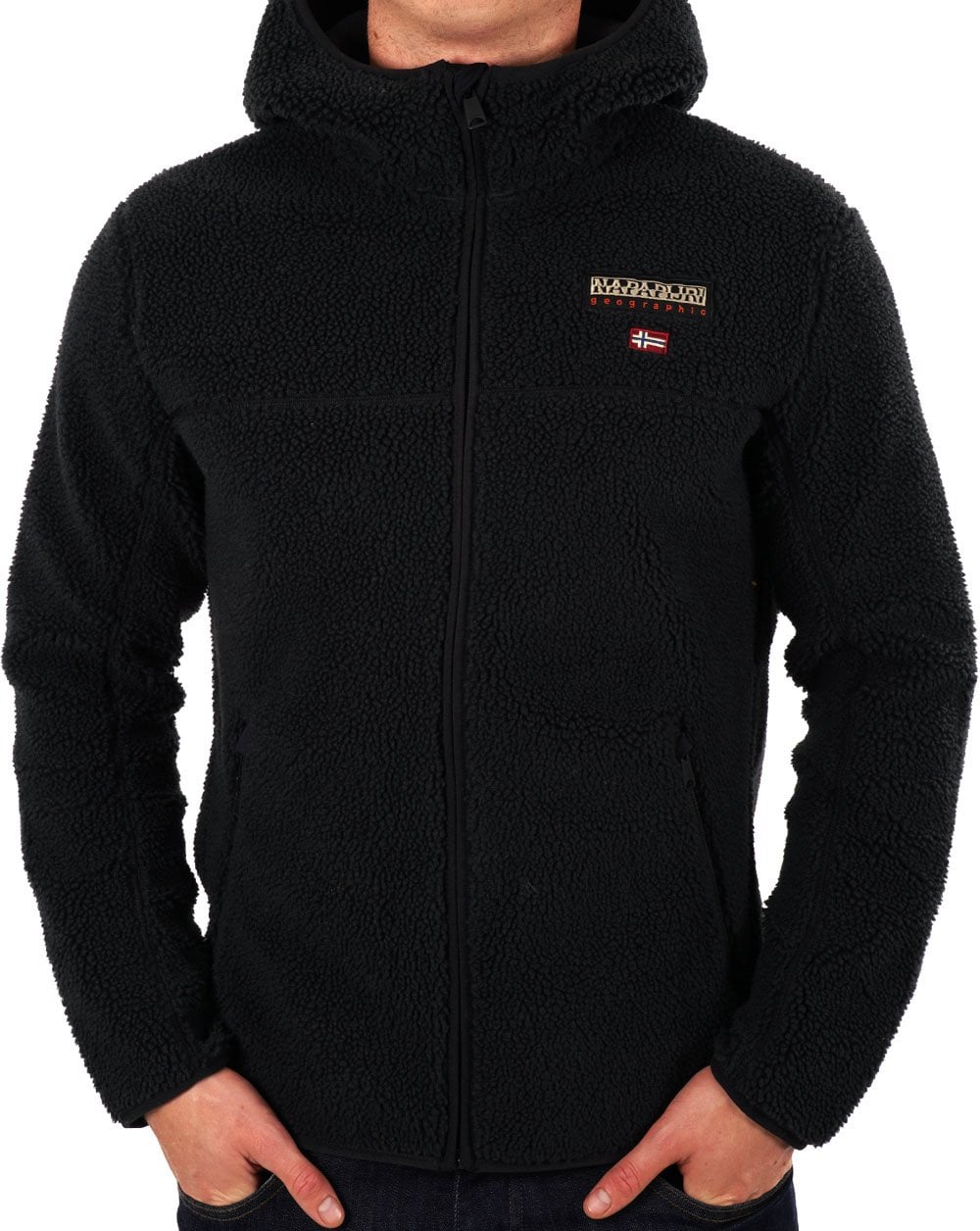 Napapijri Full-Zip Fleece Hooded Jacket Black