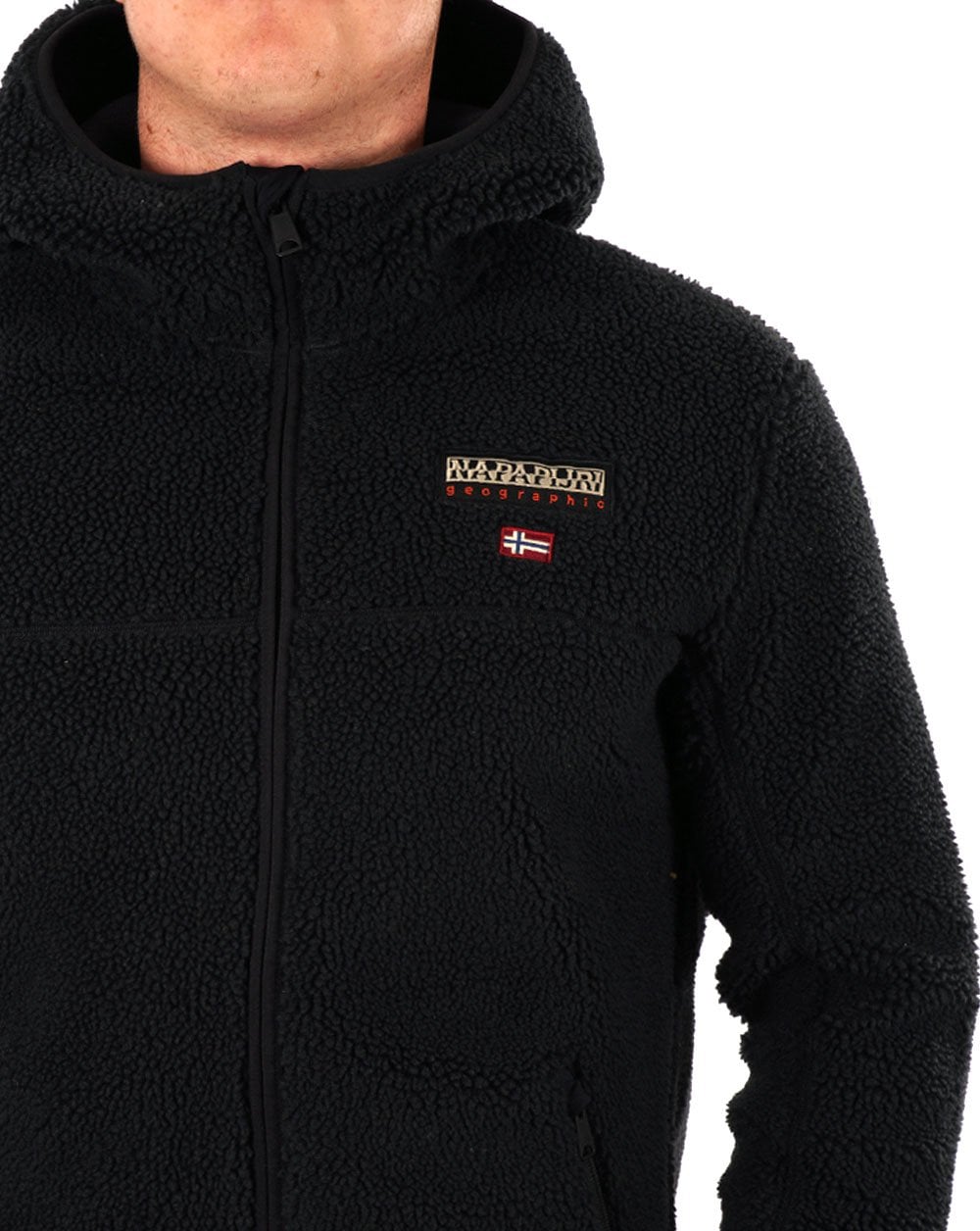 Napapijri Full-Zip Fleece Hooded Jacket Black