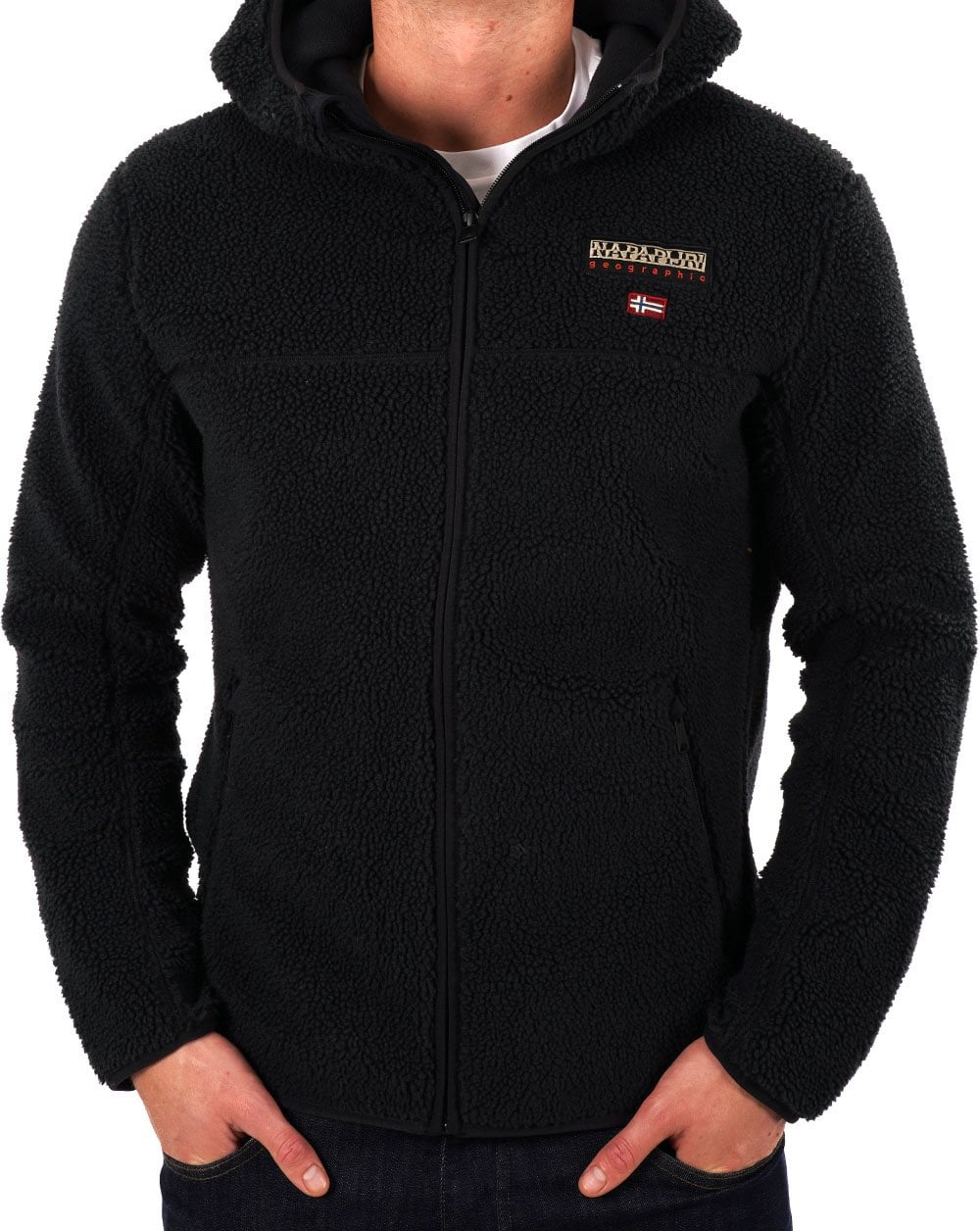 Napapijri Full-Zip Fleece Hooded Jacket Black