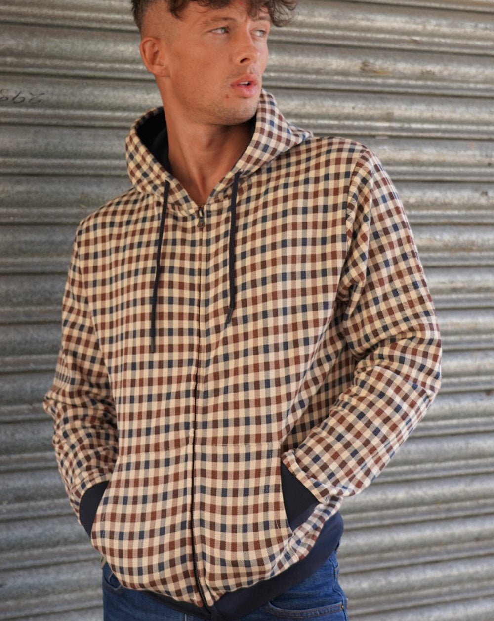 Aquascutum Club Check Full Zip Hoodie
