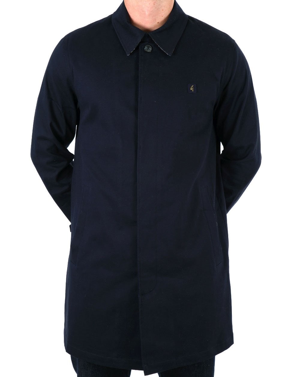 Gabicci Vintage Paisley Collar Mac Navy