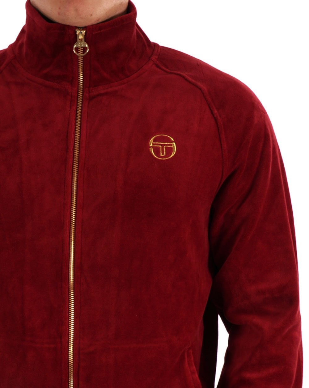 Sergio Tacchini Classic Velour Track Top Deep Red