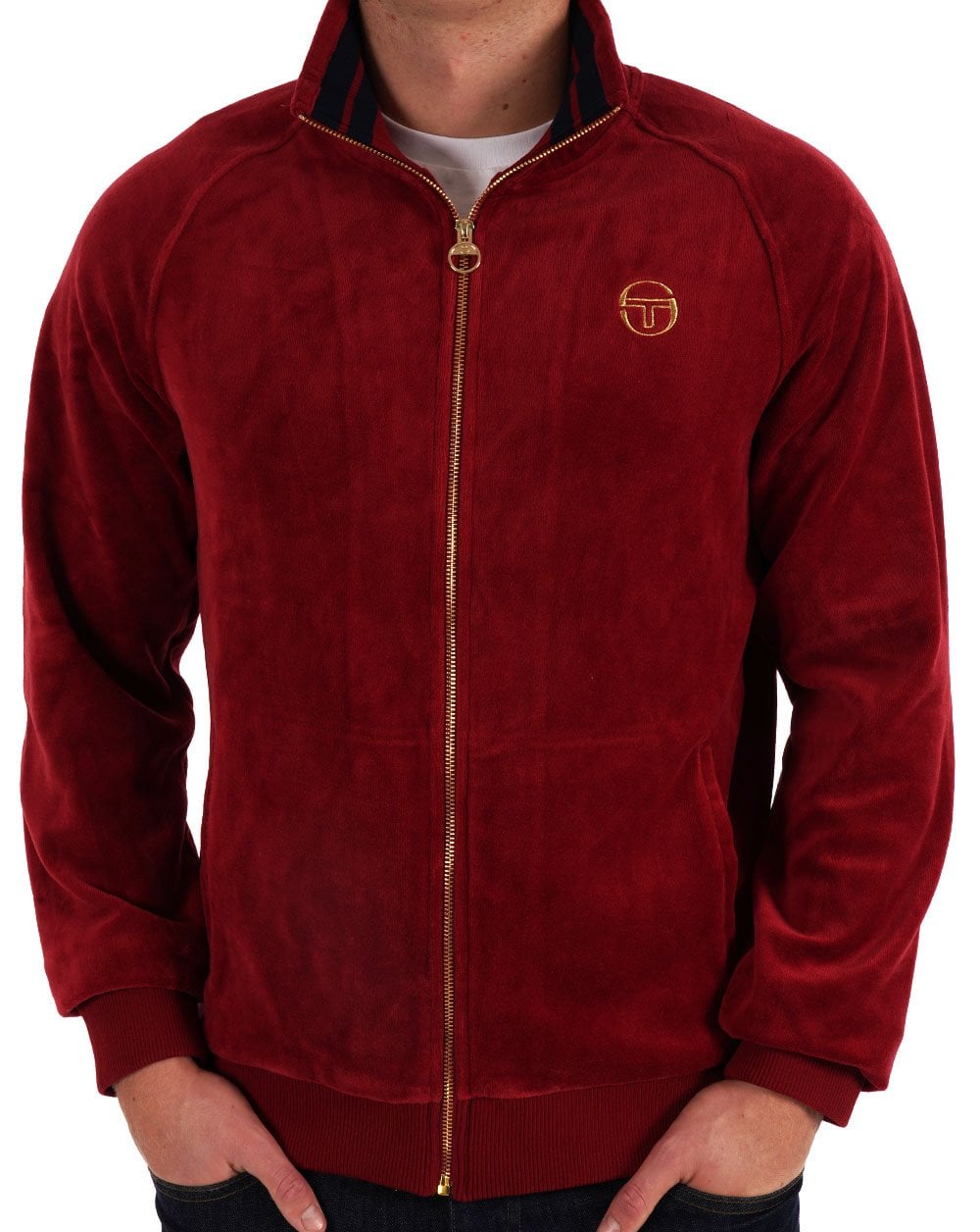 Sergio Tacchini Classic Velour Track Top Deep Red