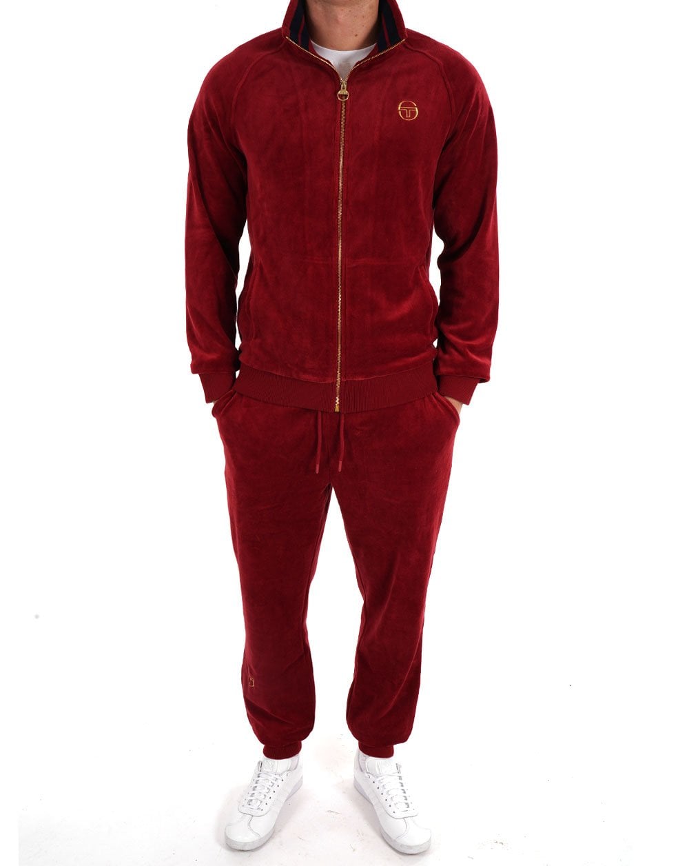 Sergio Tacchini Classic Velour Track Top Deep Red