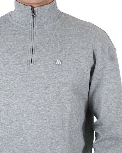 Benetton Quarter Zip Sweatshirt Grey