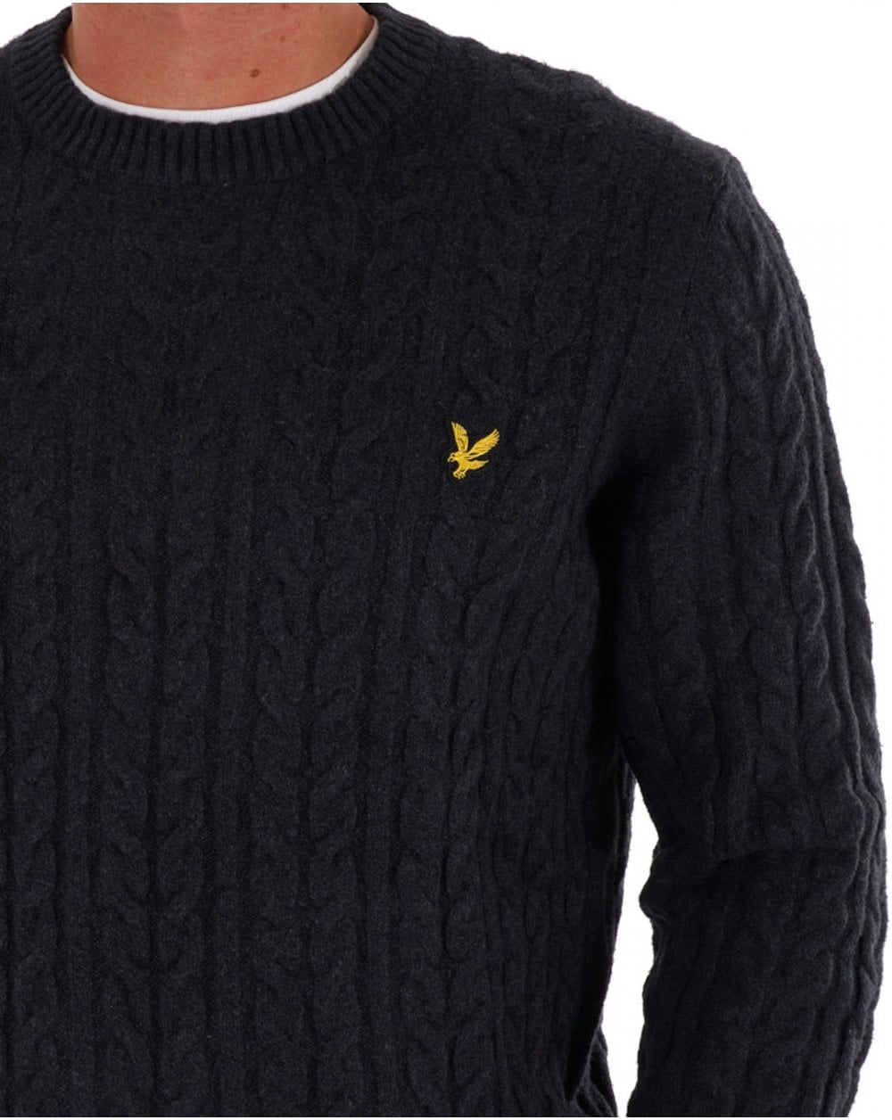 Lyle & Scott Cable Crew Knit Dark Navy Marl
