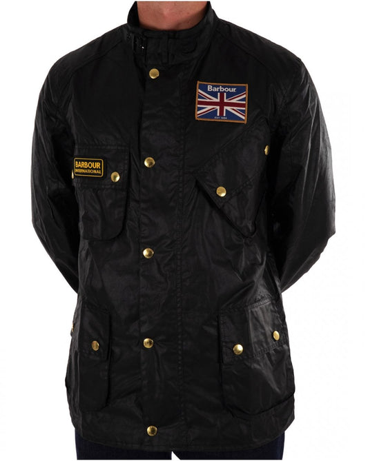 Barbour International Barbour Union Jack Wax Jacket Black