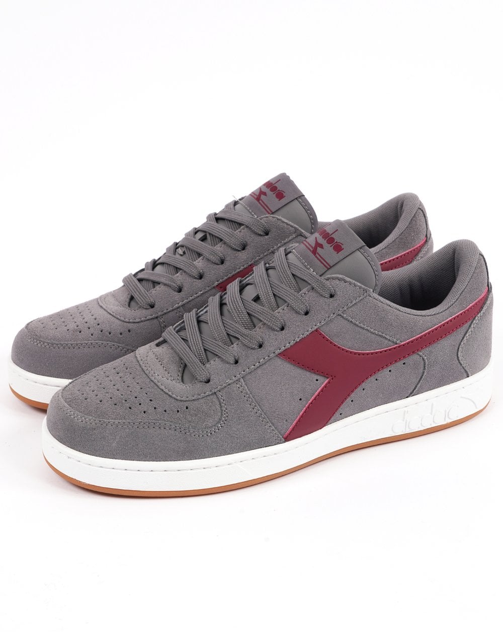Diadora MB Elite Suede Trainer Grey Burgundy