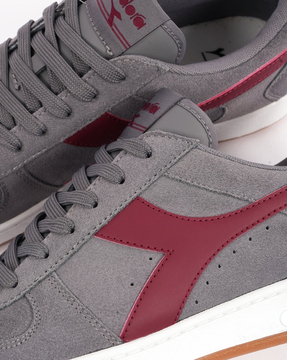 Diadora MB Elite Suede Trainer Grey Burgundy