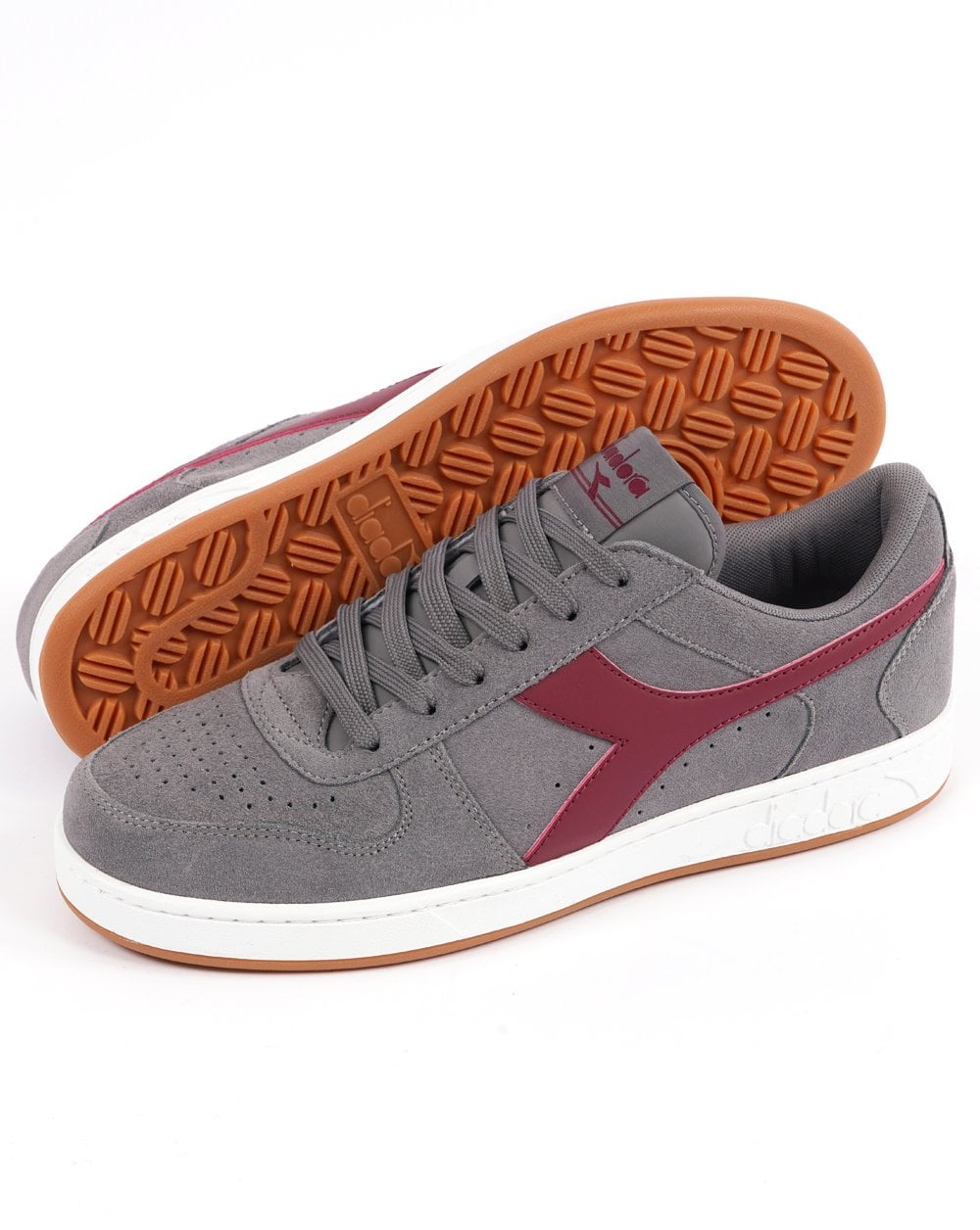 Diadora MB Elite Suede Trainer Grey Burgundy