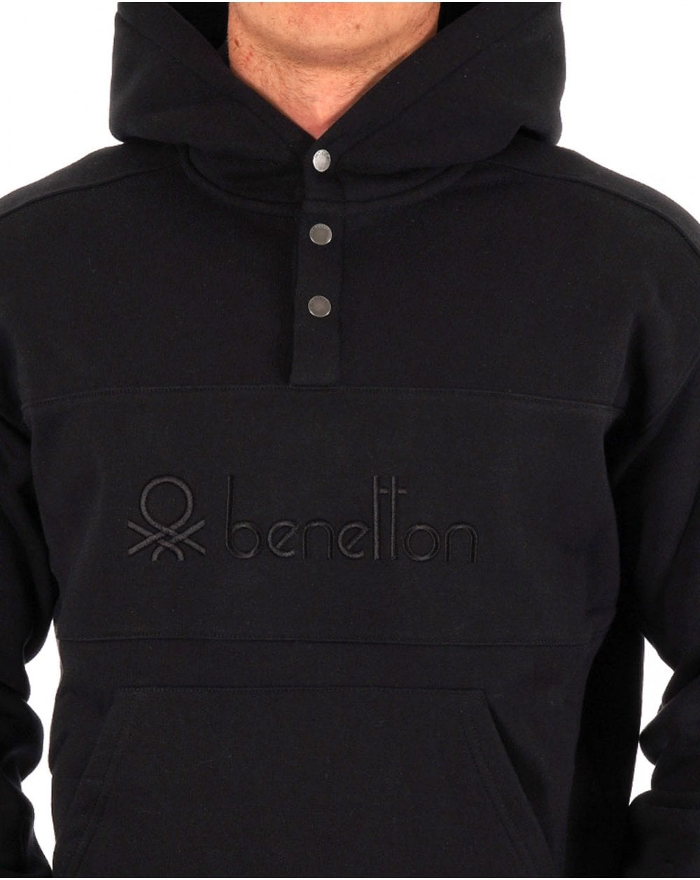 Benetton Large Logo Hooded Sweatshirt Black