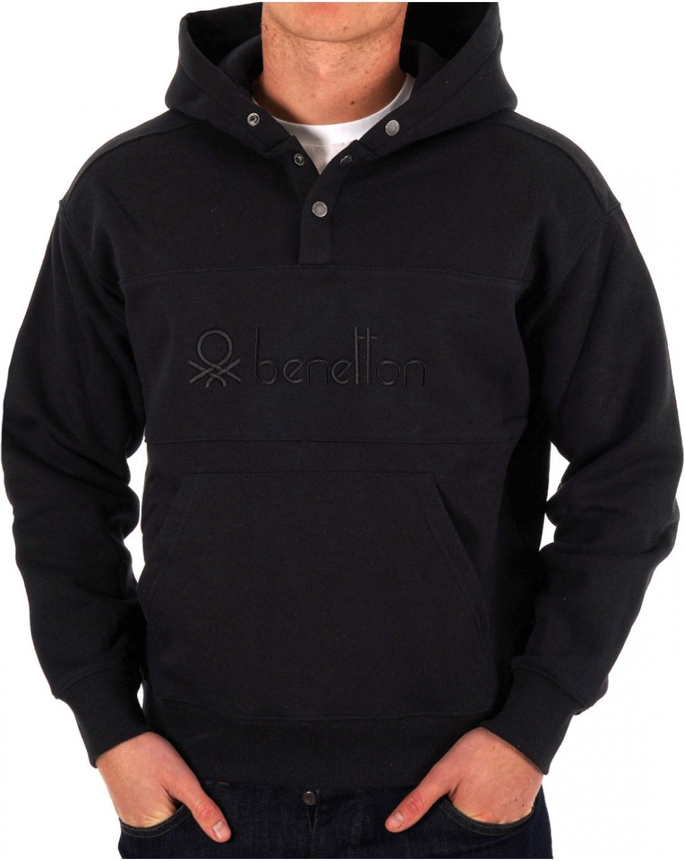 Benetton Large Logo Hooded Sweatshirt Black