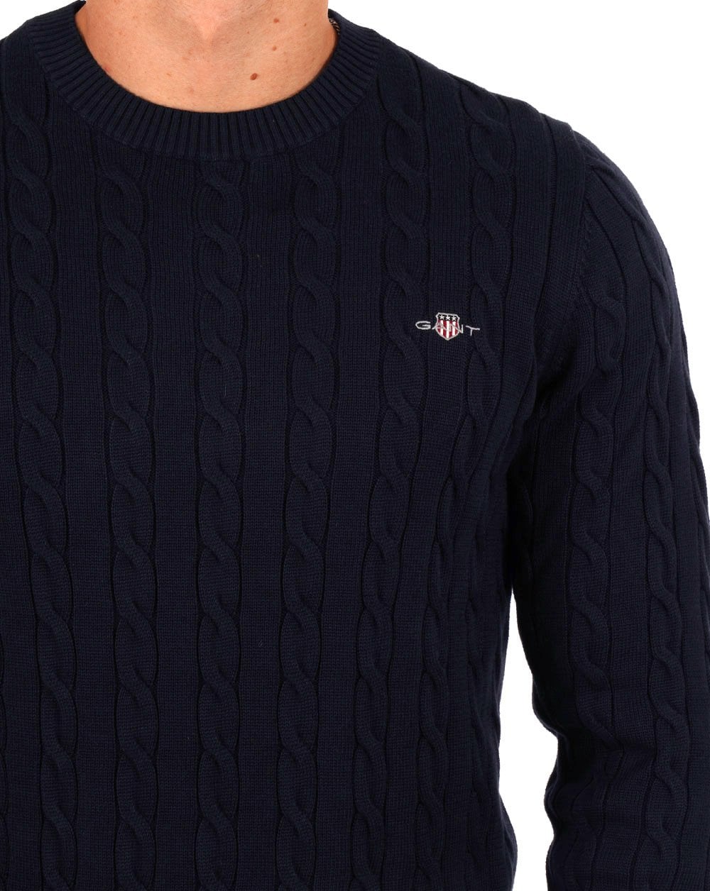 Gant Cable Knit Jumper Navy Blue