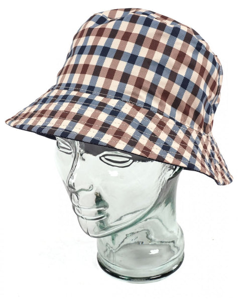 Aquascutum Hydro Reversible Bucket Hat Navy/Check