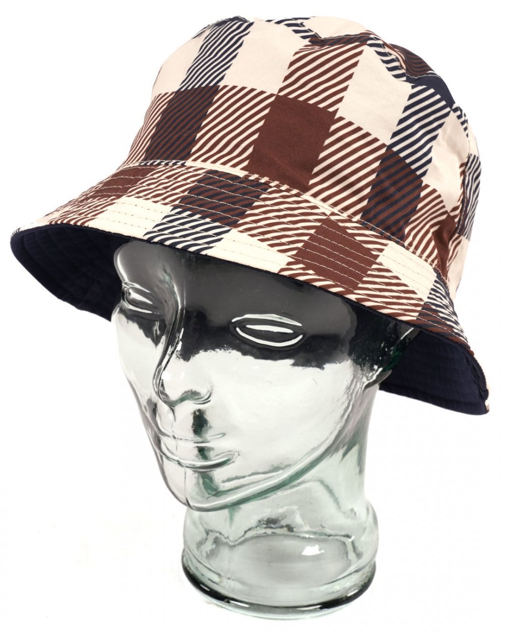 Aquascutum Hydro Macro Reversible Bucket Hat Navy/Large Check